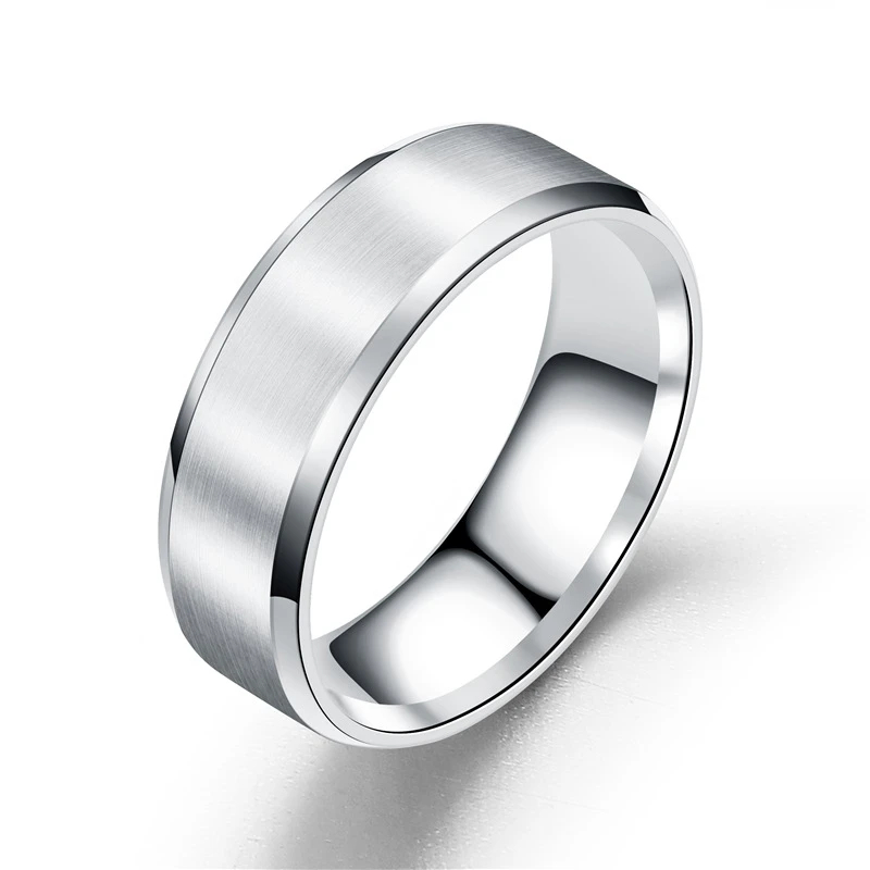 4 farver klassisk 8mm herrering overflade børstet rustfrit stål enkel ring til kvinder vielsesring par smykker tilbehør
