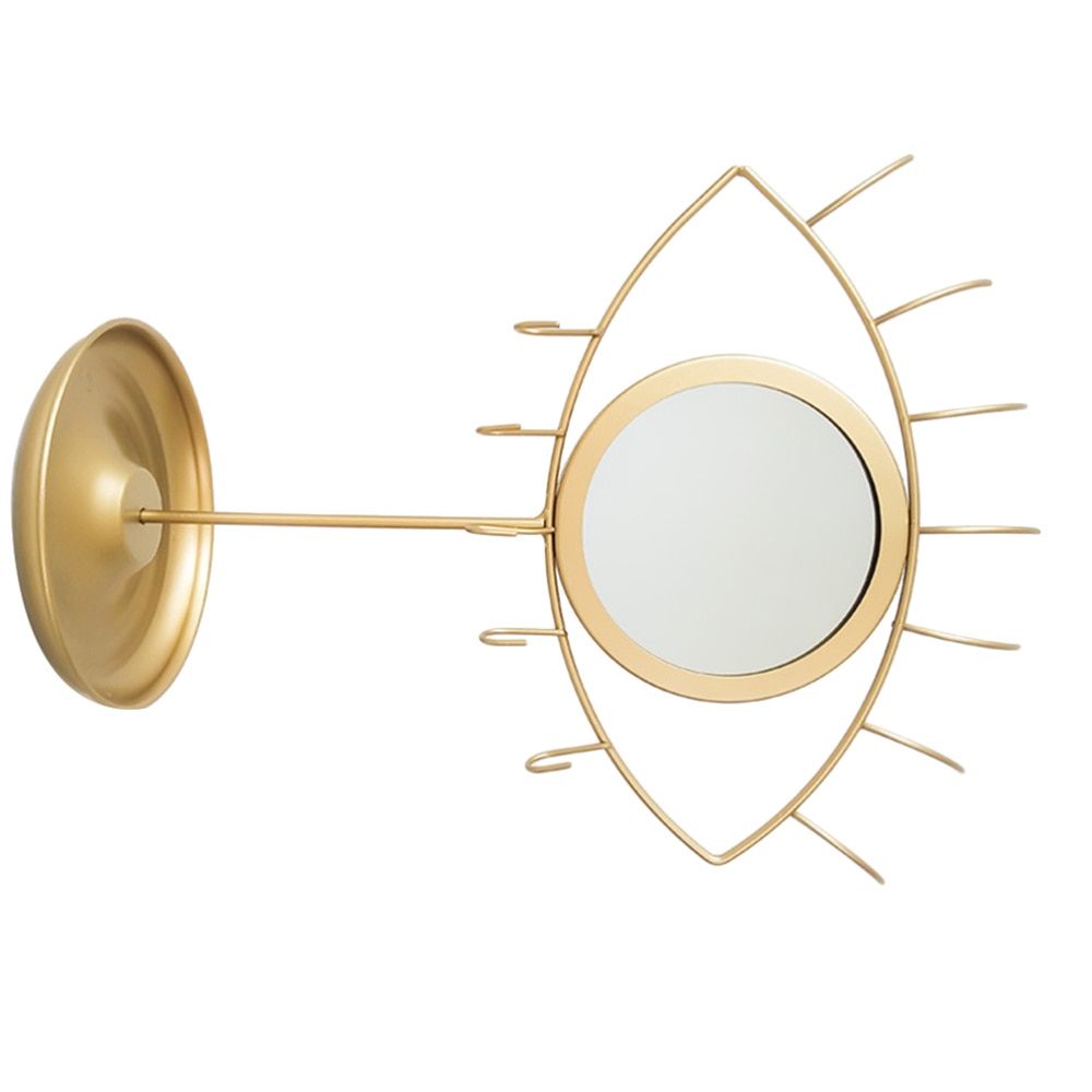 Gyldent øje formet jern kunst skrivebord makeup spejl piger soveværelse desktop makeup spejl desktop spejl