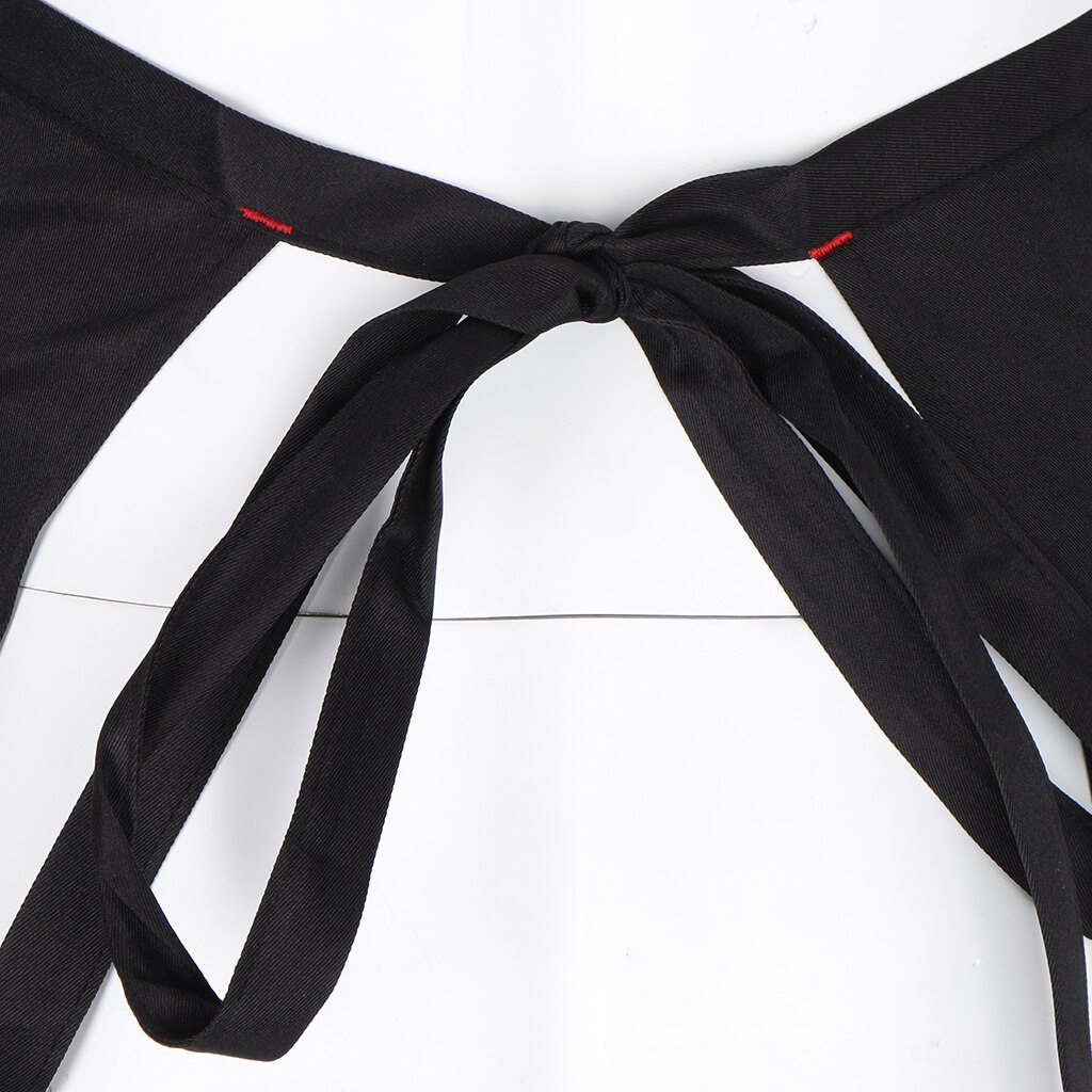 Half Length Long Waist Kitchen Apron Catering Chefs Hotels Servers Uniforms - White/Black