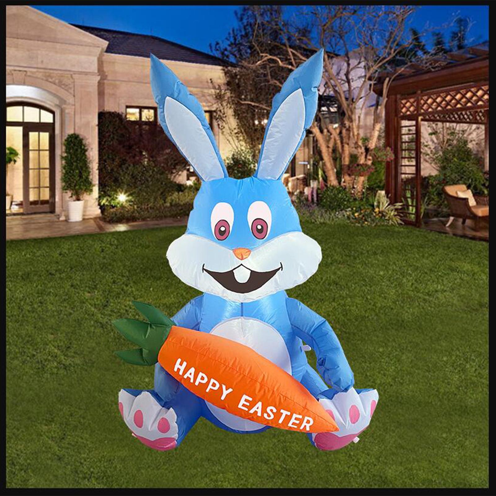 Leuke Pasen Opblaasbare Bunny Decor Bunny Model Met Wortel Opblaasbaar Speelgoed Konijn Ornament Voor Party Tuin Patio Decor