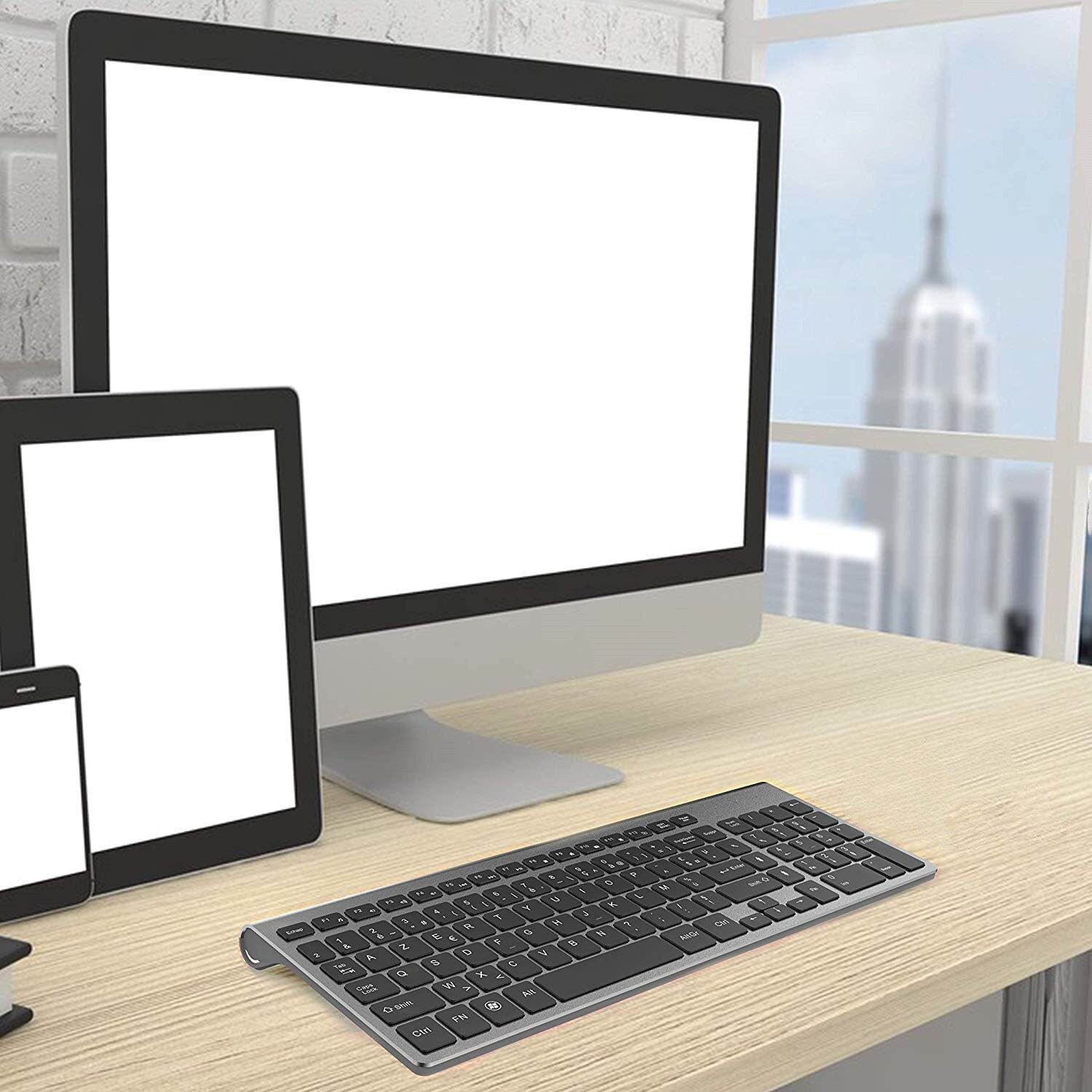 French keyboard AZERTY wireless 2.4G USB connection ergonomic silent keyboard suitable for laptop PC TV