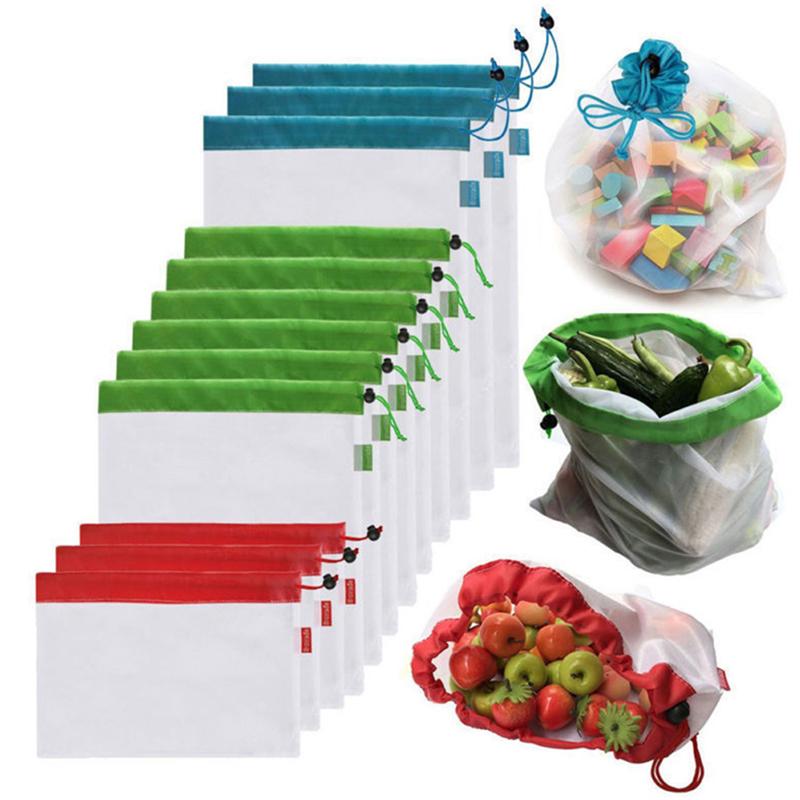 Herbruikbare Mesh Zakken Voor Boodschappen Herbruikbare Mesh Bags Wasbare Eco Vriendelijke Tassen Opslag Fruit Groente Speelgoed