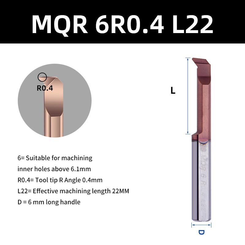 KaKarot MQR cortador de perforación para taladrado carburo recubierto Mini herramienta de torneado de torno interno copia de aleación de acero de tungsteno de agujero pequeño: 8 mm