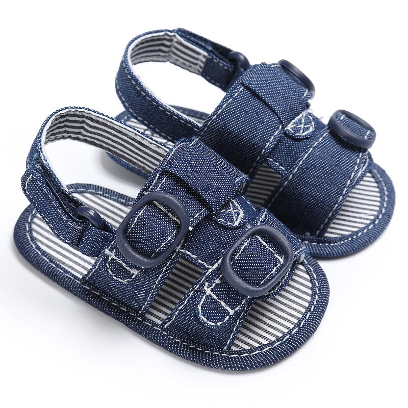 Chaussures en Denim pour -né garçon et fille, sandales d'été en coton à semelle souple pour bébés, premiers pas