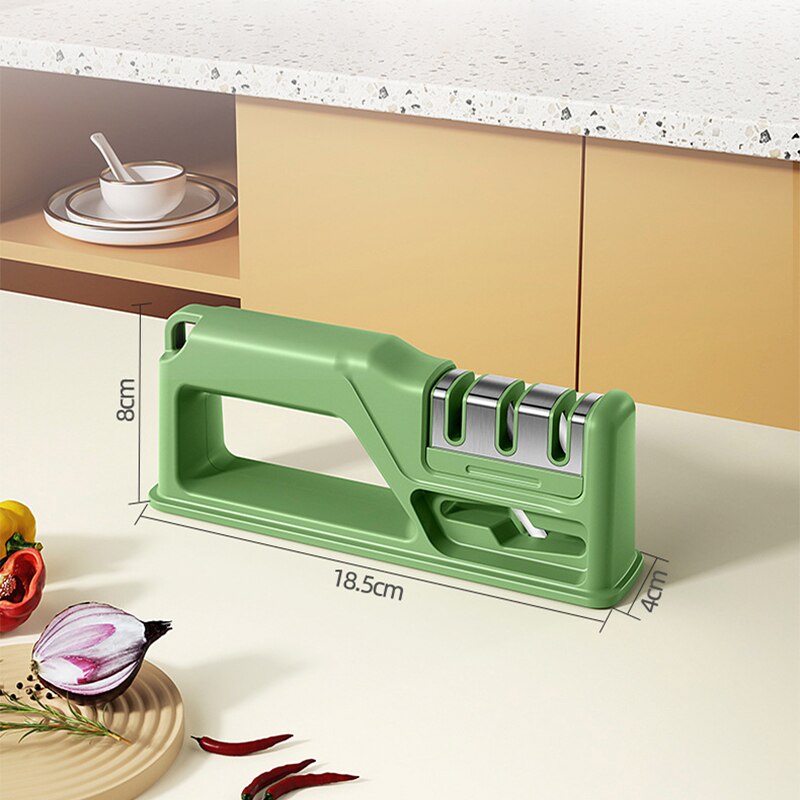 4 In 1 Knife Sharpener Manual Knife Sharpening Tool Scissors Sharpening Stone With 1 More Replace Sharpener Kitchen Accessories