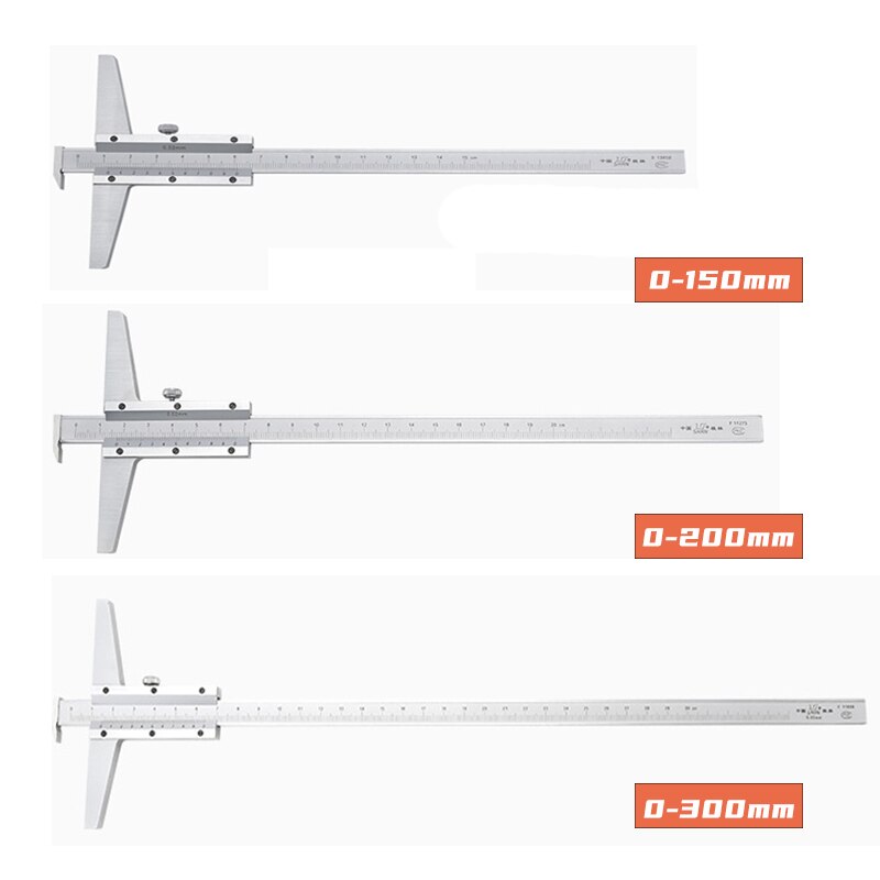 0-150MM-200MM-300MM cross depth vernier calipers with single hook deepness slide gauge deep slide caliper