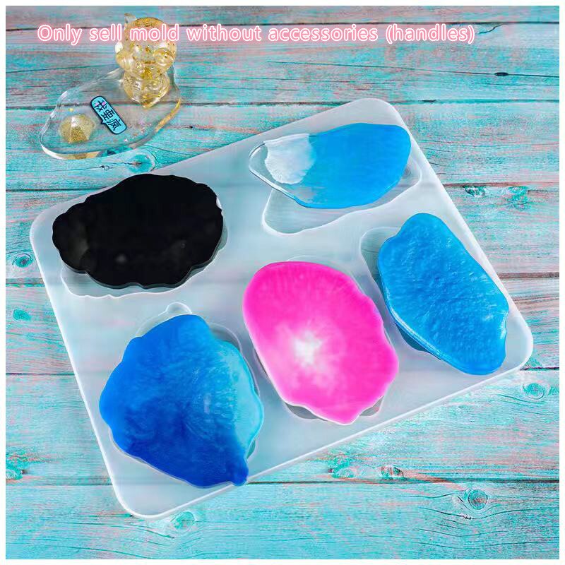 Fruit Tray Mold Tea Tray Glue Mold Tray Silicone Mold Resin Glue Set Tray Coaster DIY Material Package: 5 in 1 cloud