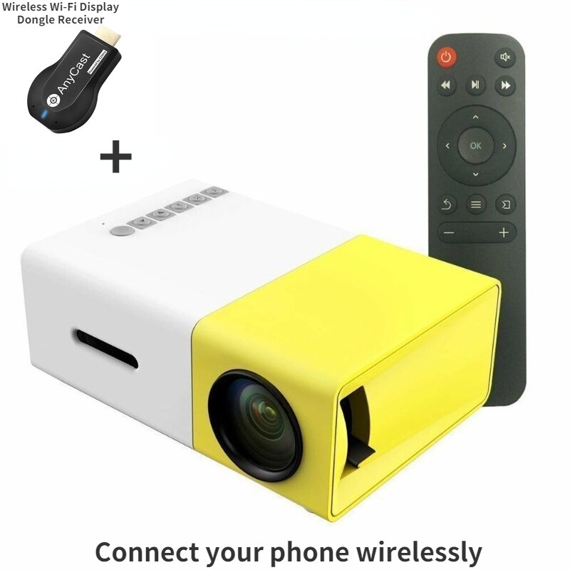 Wireless connection to mobile phone mini projector for smartphone Audio Portable Projector Home Media cell phone projector