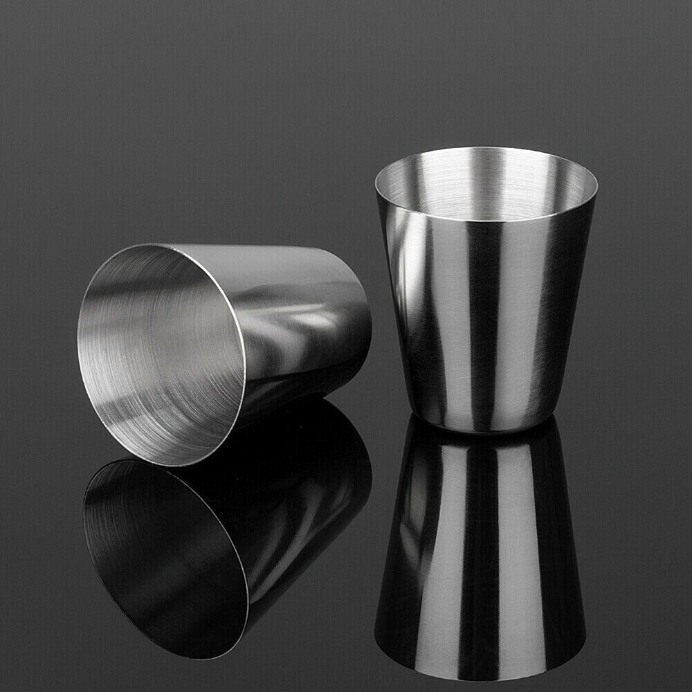 4Pcs/Set 30/70ml Wine Drinking Shot Glasses With Leather Cover Bag Stainless Steel Polished Barware Cup For Outdoor Travel Cups