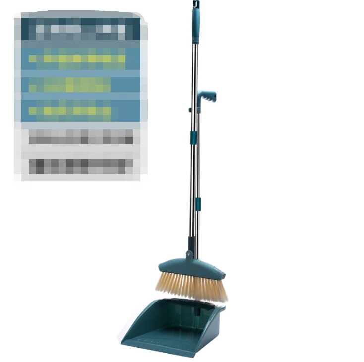 Broom and Dustpan Set Upright Standing Dust Pan With Extendable Broomstick Cleaning Brush Broom Dustpan Set for Home Kitchen: 2pcs set-blue