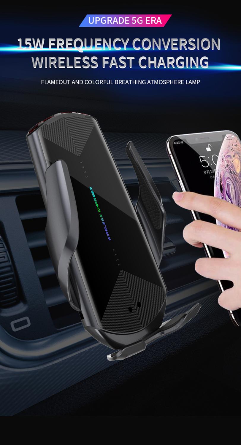 Qi Car Wireless Charger 15W Automatic Clamp Quick Charge foriphone 11 pro forHuawei P40 pro Mate30 pro Infrared Sensor Holder