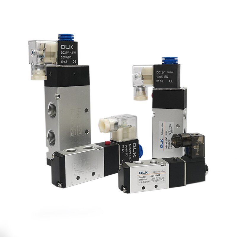 Válvulas de aire neumáticas, electromagnéticas de 2 posiciones y 5 vías, 4V110-06, 4V210-08, 4V310-10, 4V410-15, 1/4, DC12V, DC24V, 5/2