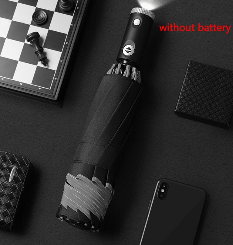 ¡Novedad de ! Paraguas reversible abierto automático y plegable para Xiaomi, paraguas masculino con lluvia soleada, paraguas antirviento reflectante fuerte: black without batter