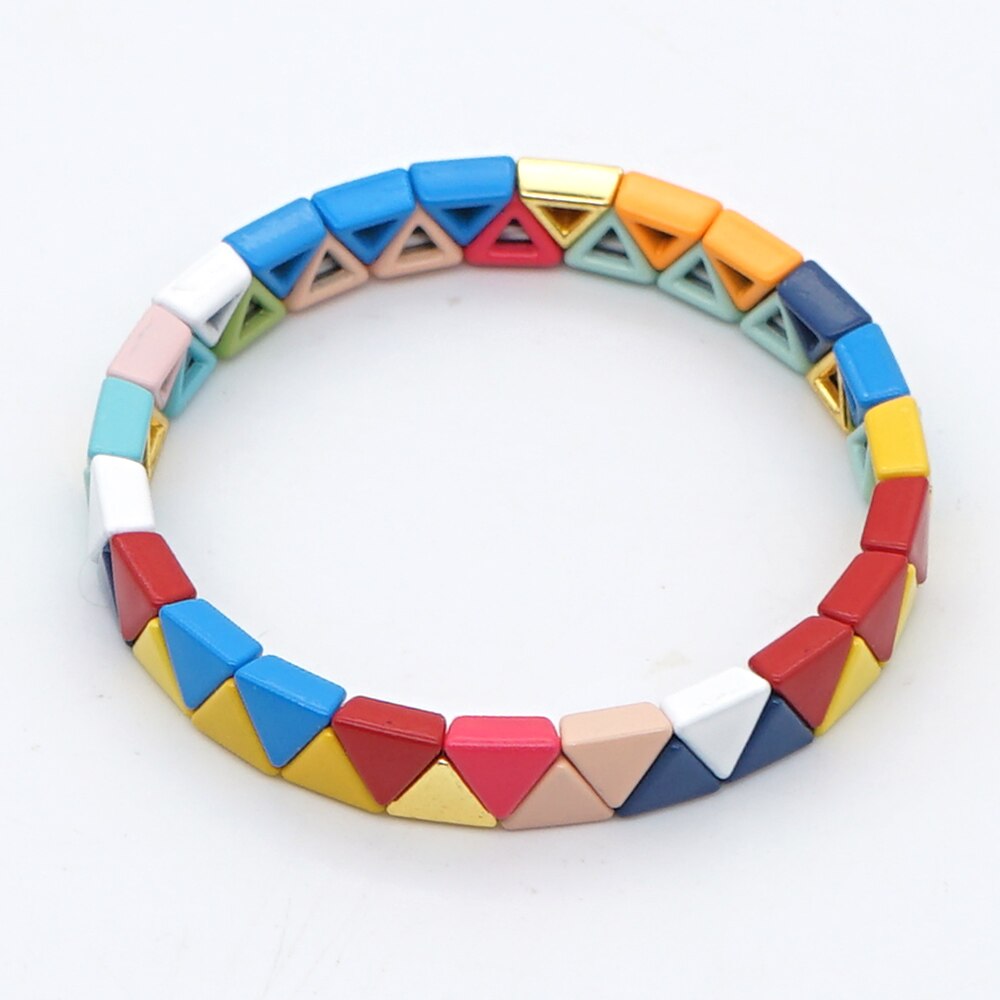 Shinus Braccialetti Arcobaleno per Le Donne Fatti A Mano Smalto Piastrelle in Rilievo Del Braccialetto di Modo Pulseras Boemia Armbanden Commercio tutto'ingrosso Dei Monili: RO-B200109O