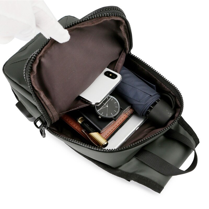 Heren borsttas, slimme usb-oplaadtas, waterafstotende nylon zakelijke casual tas, draagbare schoudertas