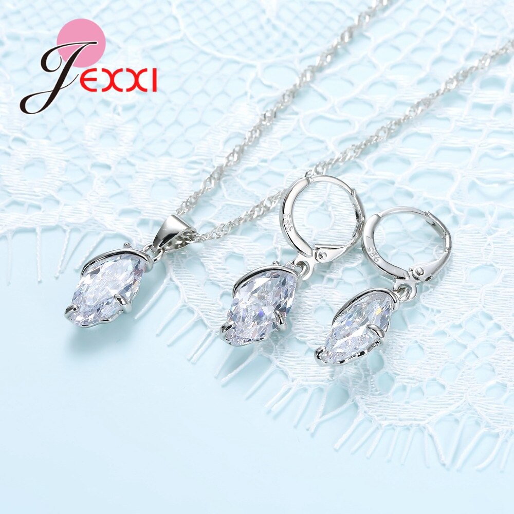 925 Sterling Silver Irregular Shape Luxury Winter Cubic Zircon Necklace/Earrings Sets For Wedding Jewelry Set