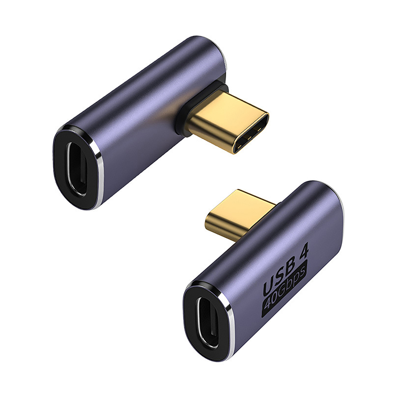 1PC USB Type-C Adapter 90 Degree Quick Charge Converter Male To Female PD Data Transfer for Macbook 40Gbps High Speed Adapter: Rose Gold