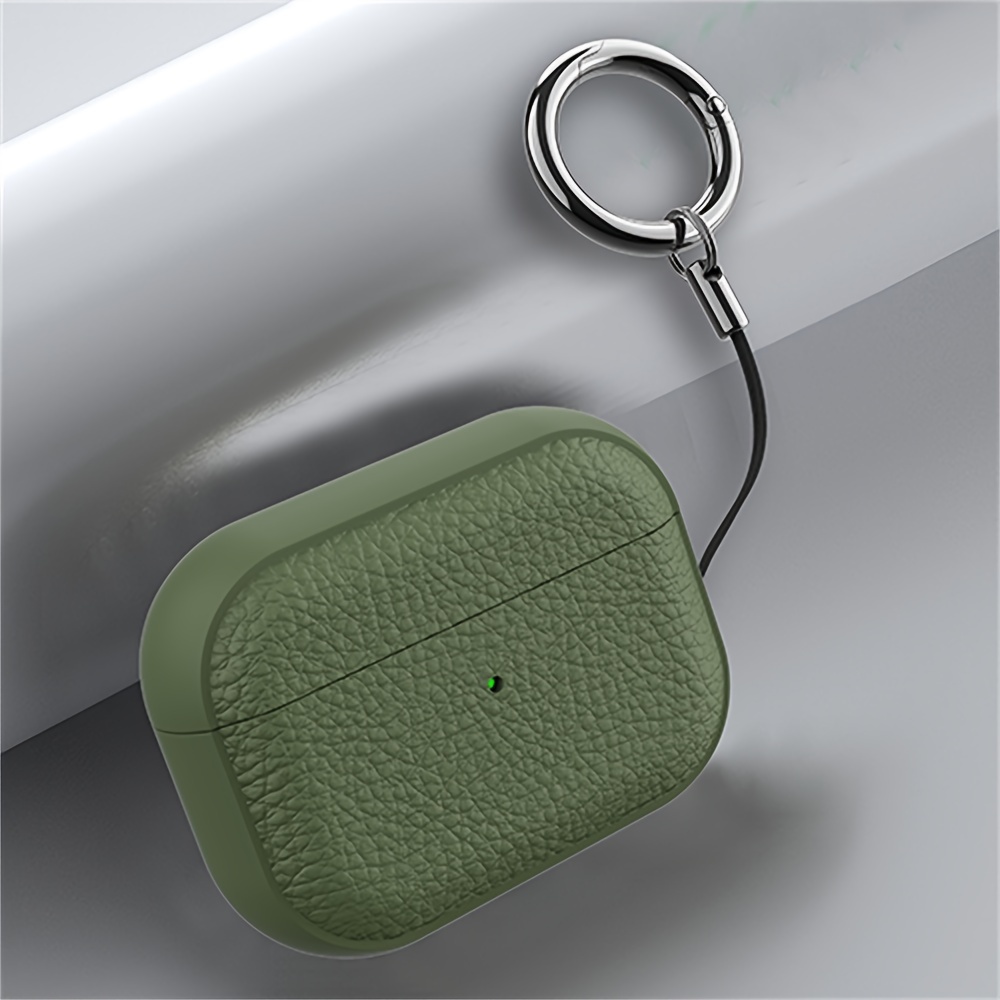 Lyxigt hörlursfodral med litchihudsmönster till airpods 1 2 3 med hänge, skyddande skal, mjukt fodral till airpods pro 2: 3xs / Himmelsblå