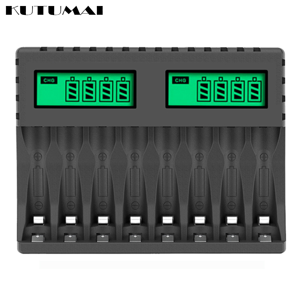 Kutumai led display smart intelligent batterioplader med 8- slot til aa aaa c nicd nimh genopladelige batterier aa aaa oplader