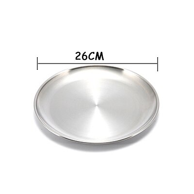 1pcs matte 304 metal stainless steel disc dessert tray tray multi-purpose plate: Size 26cm