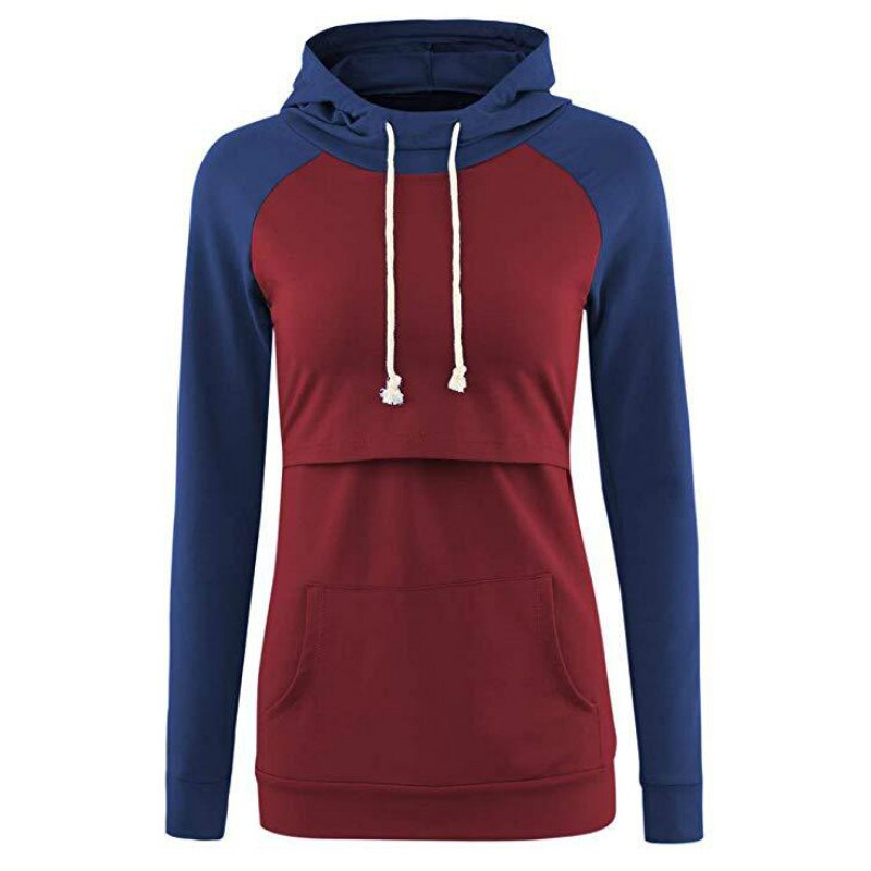 Autumn Casual Hoodies Women Maternity Nursing Pullover Breastfeeding Hoodies Pregnant Women Mother Breast Feeding Sweatshirt: Red / S