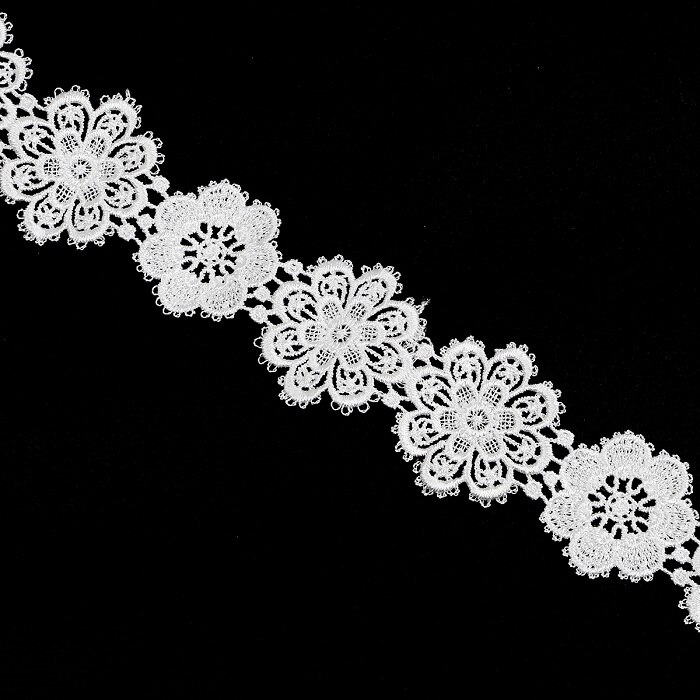 Kant Stof 5.5cm Bloem Zwart Wit DIY Ambachten Naaien Levert Decoratie Accessoires Voor Kleding Bloem Kant Trim: White