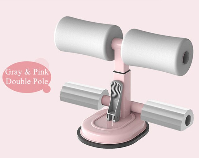 Banco de peso ajustable para abdominales, barra de abdominales, asistente de suelo, máquina de entrenamiento, gimnasio en casa, equipo de Fitness: gray pink