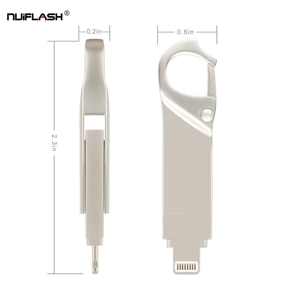 Unidad Flash USB 128 de Metal, Pen Drive OTG de 2,0 GB, 32GB, 64GB, memoria para iphone/ipad/Lightning/ios/USB