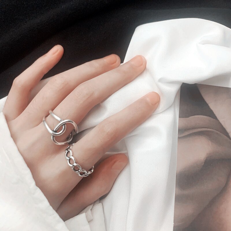 costume jewelry stainless steel ring hip hop punk style women's ring set grunge aesthetic jewelry ring cool accessories: 6