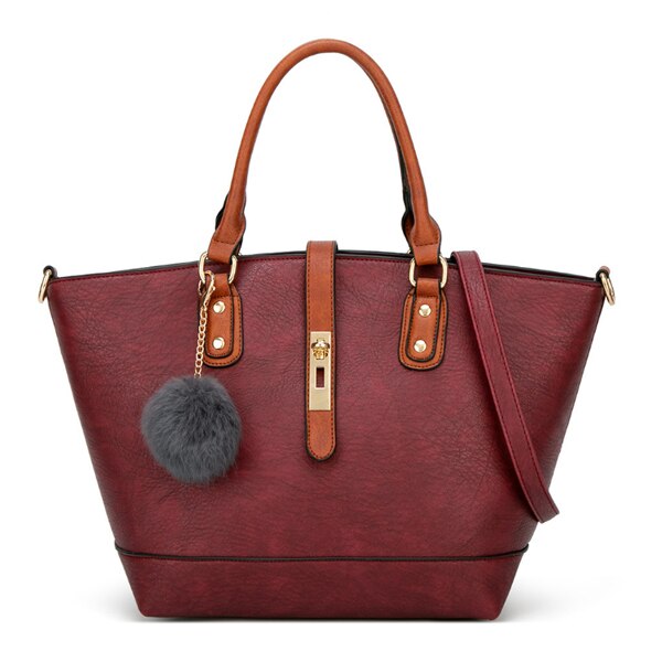 ACELURE Women Handbag Female PU Leather Bags Ladies Hobos Bag Handbags Ladies Portable Shoulder Bag Office Female Totes: Burgundy