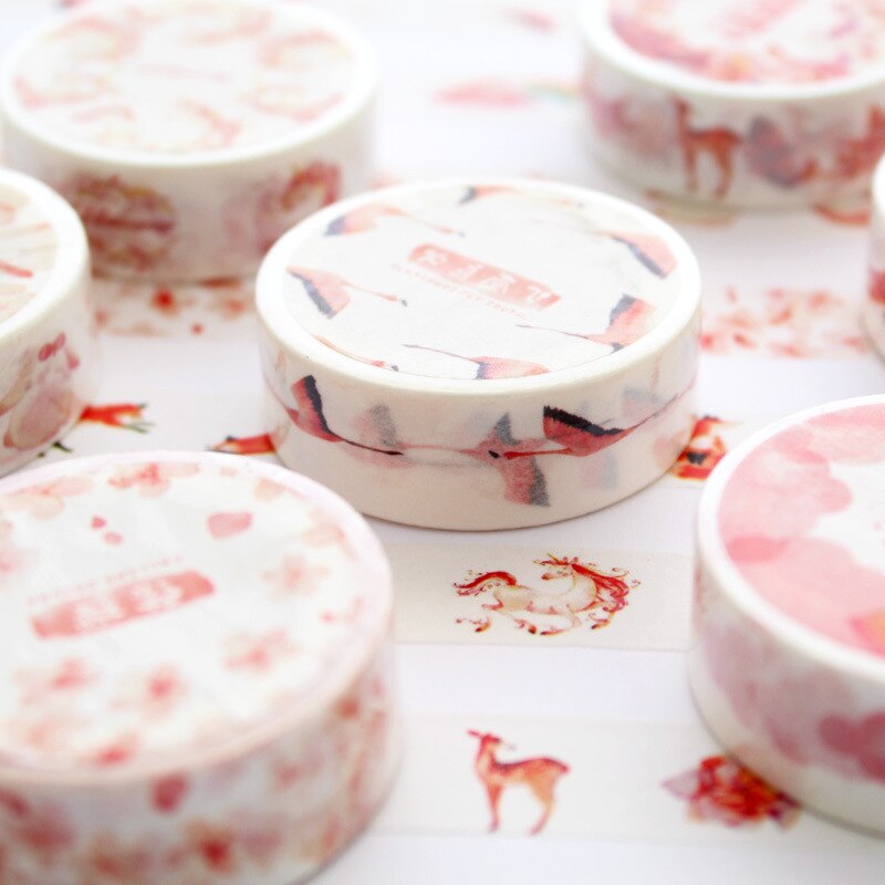 15Mm X 7M Roze Fall Eenhoorn Papier Leuke Washi Tape Japanse Briefpapier Decoratieve Afplakband Stickers Scrapbooking
