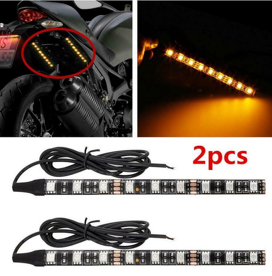 Indicador de señal de giro para motocicleta, luz ámbar Universal, 9 LED, intermitente, 2 uds.