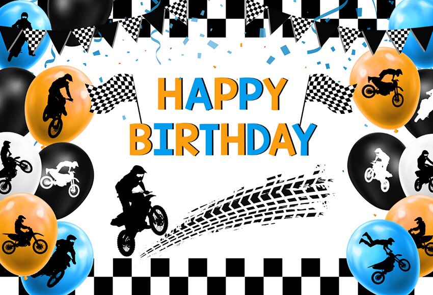 Mehofond – arrière-plan de photographie de Motocross, ballons bleus, décor de moto, fête d'anniversaire pour garçons, accessoires de Studio Photo