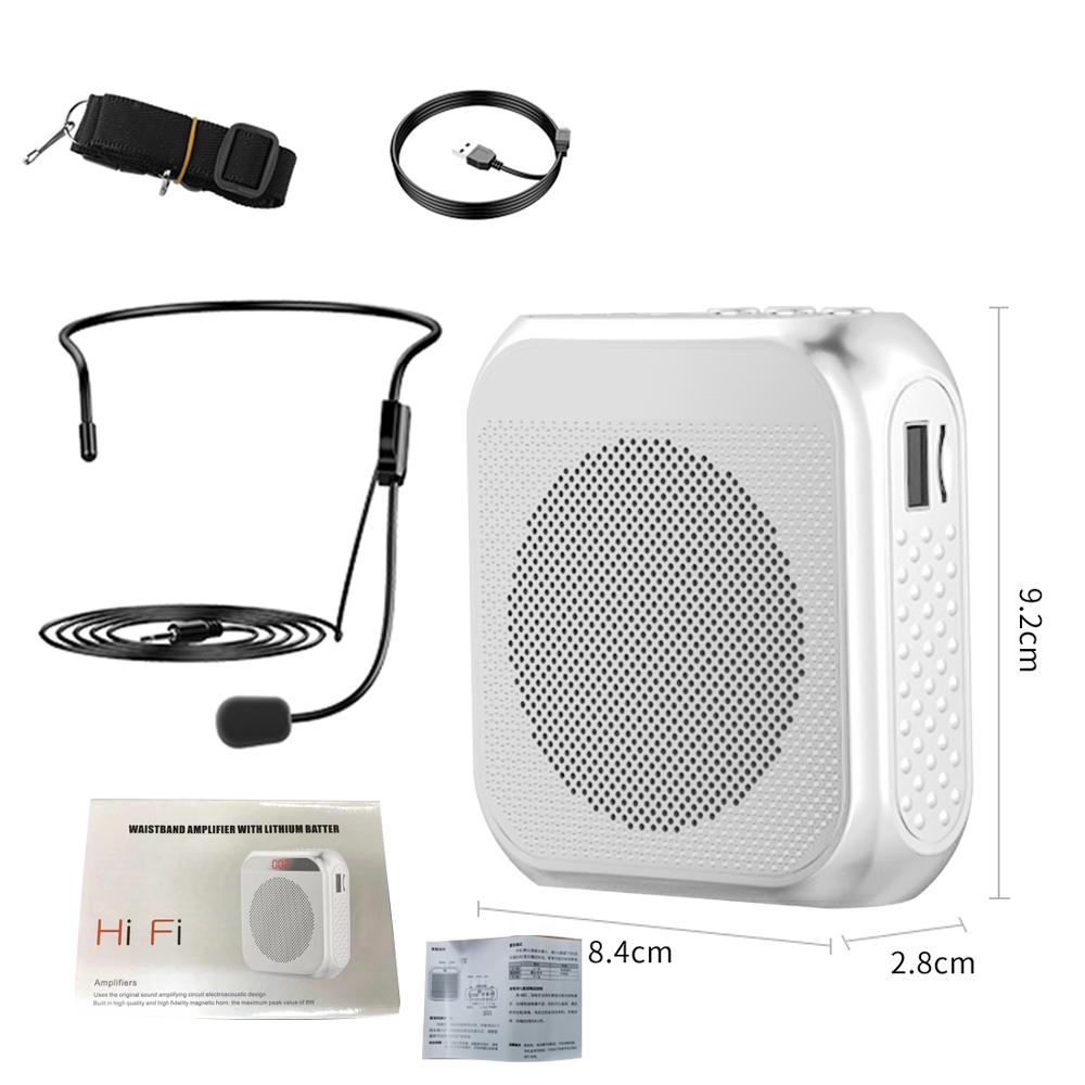 Bluetooth Voice Amplifier Wired Microphone Teacher Microphone Loudspesker with Loud and Clear Sound Amplifier for Instructor: White
