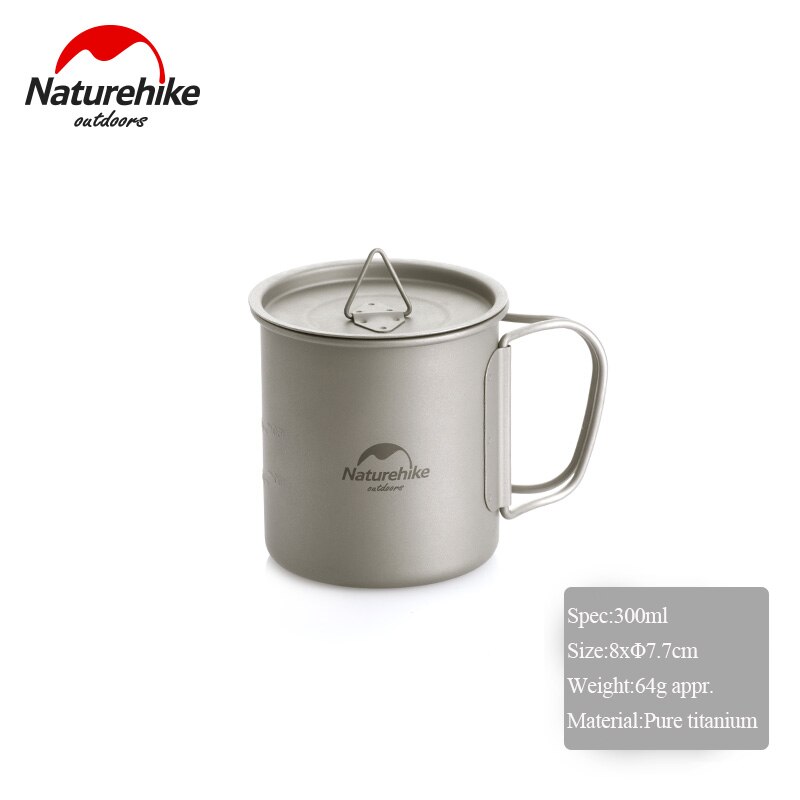 Naturehike in Titanio Leggero Posate Pieghevole Spork Cucchiaio Tazza di Acqua Tazza Tazza di articoli per La Tavola tutto'aperto Pentolame E Utensili per Cucinare Cena per la Corsa di Campeggio: 300ML con copertina