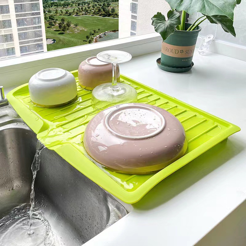 Afvoerrek Keuken Siliconen Afdruiprek Bakje Grote Gootsteen Droogrek Werkblad Organizer Droogrek Voor Keukenschotels Servies