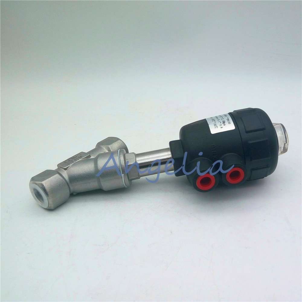 DN15 1/2" BSP Stainless Steel 304 Single Acting Air Actuated Angle Seat Valve Normally Closed
