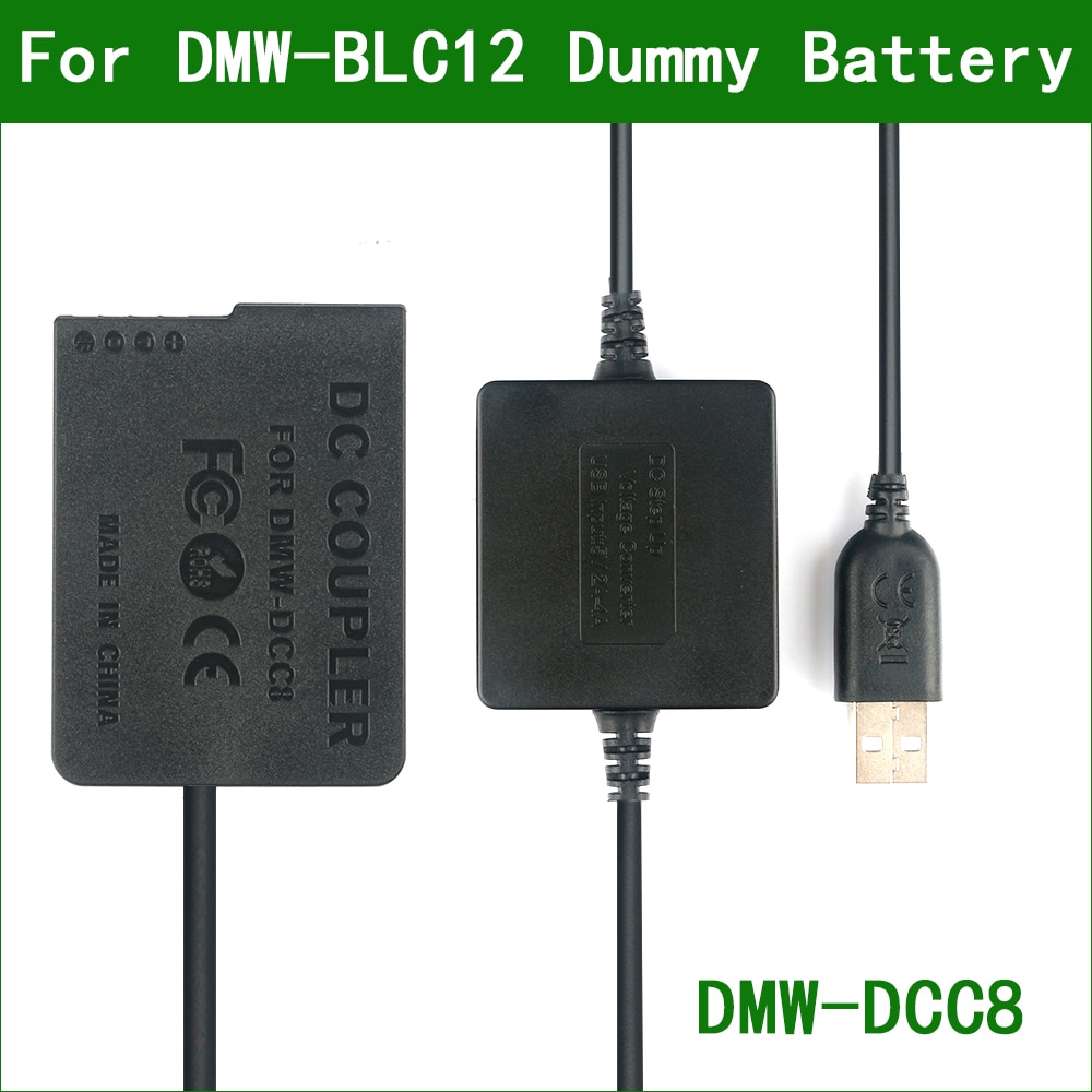 5V Usb Naar DMW-BLC12 Dummy Batterij DMW-DCC8 Power Bank Usb-kabel Voor Panasonic Dmc G5 G6 G7 G8 GX8 g80 G81 G85 GH2 FZ200 FZ300