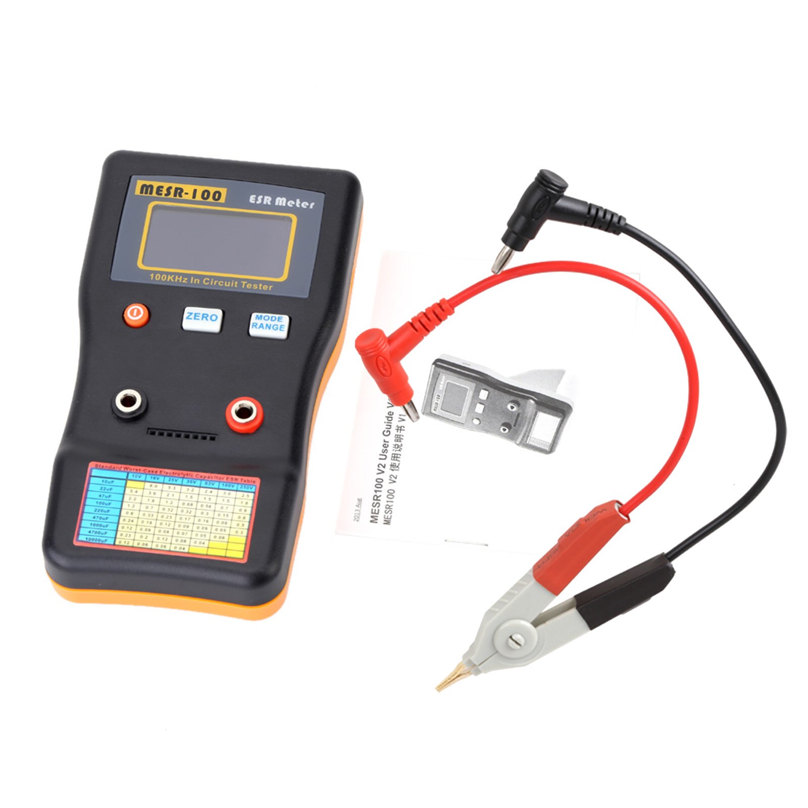 MESR-100 ESR Capacitance Ohm Meter Measuring Capacitance Resistance Capacitor Circuit Tester with SMD Test Clip