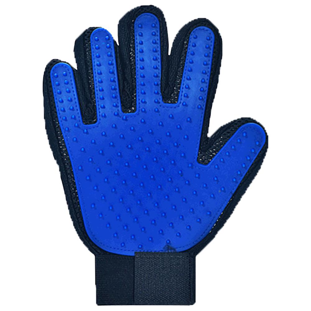 Pet Glove Cat Grooming Glove Cat Hair Brush Gloves Dog Comb for Cats Bath Clean Massage Hair Remover Brush for: dark blue right