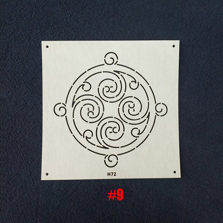 19 Stencil Sashiko 13x13cm - Modelli Ricamo Geometrico Per Cucito A Mano