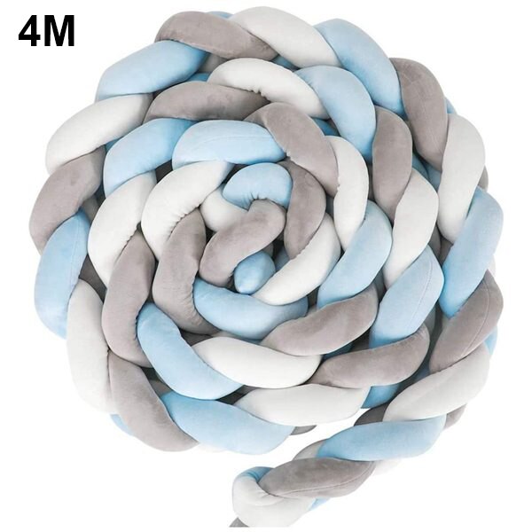 2M/4M Baby Crib Bumper Knotted Braided Plush Nursery Cradle Decor Newborn Pillow Cushion Junior Bed Sleep Bumper: sky blue