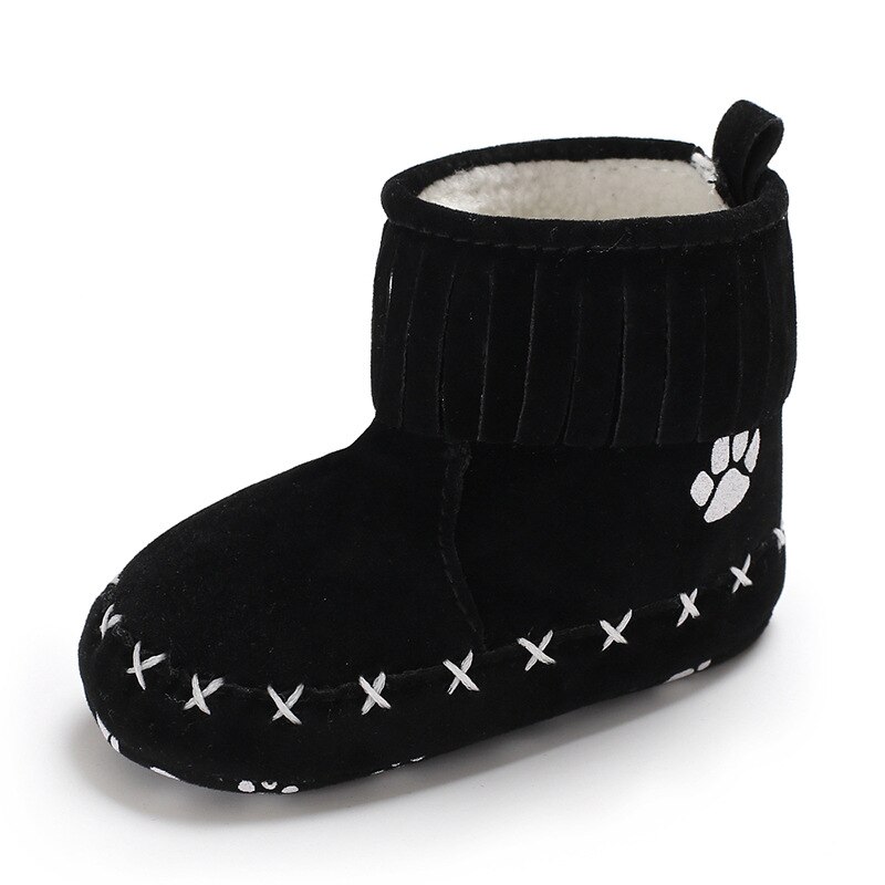 -né bébé fille garçon chaussures bottes de neige chaudes toplancha frange bottes hiver chaussons rouge noir semelle souple bébé filles gland bottes: black / 1
