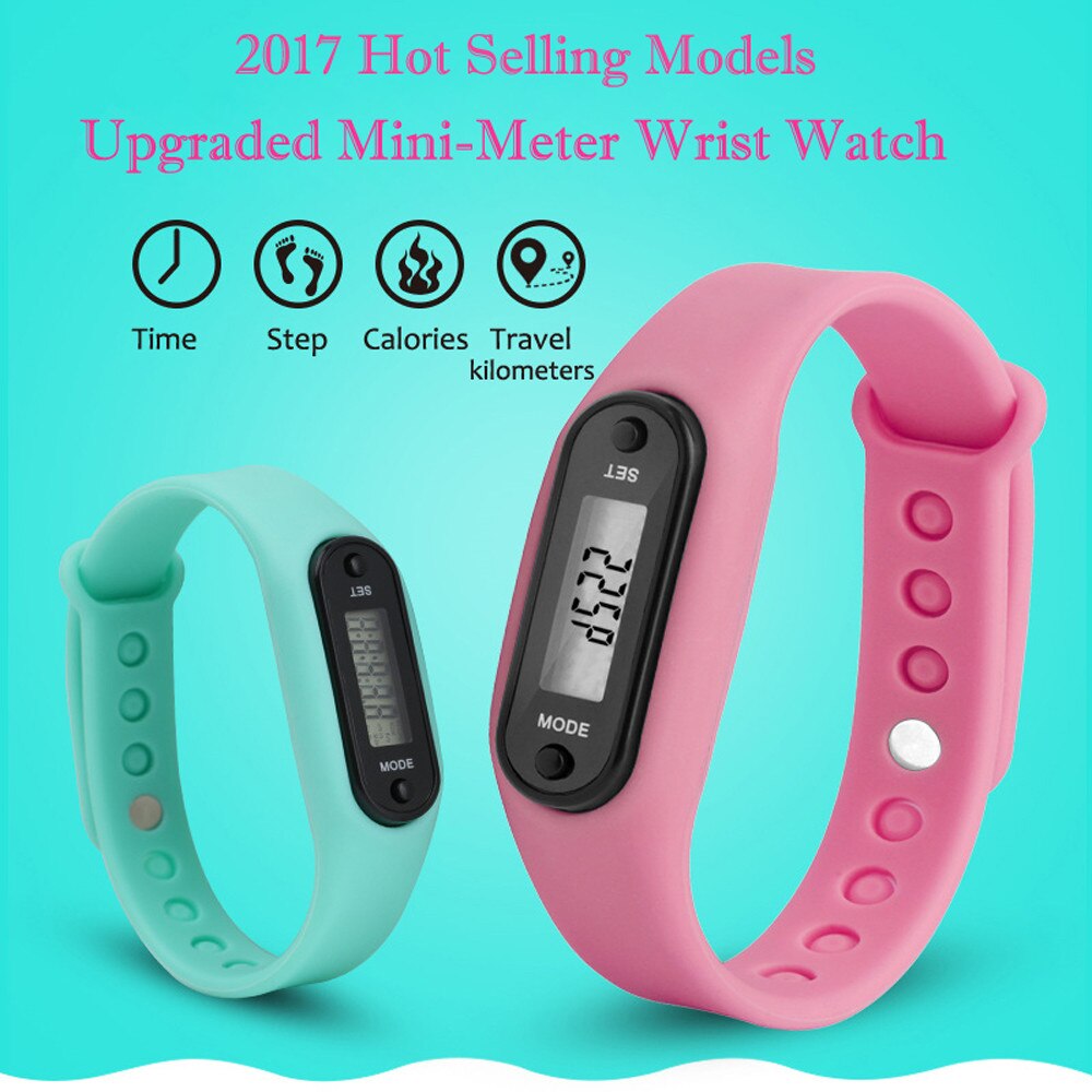 Digitale Groen Lcd Horloge Run Stap Loopafstand Calorie Stappenteller Siliconen Calorie Sport Armband Horloge Voor Drishipping N0807