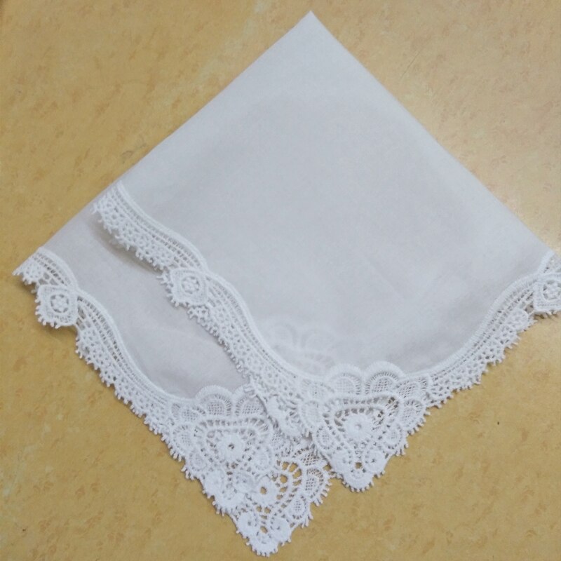 einstellen von 12 Damen Taschentücher 12x12 "Baumwolle Hochzeit Braut Taschentuch Häkeln Spitze Taschentücher Jahrgang Hanky: Weiß
