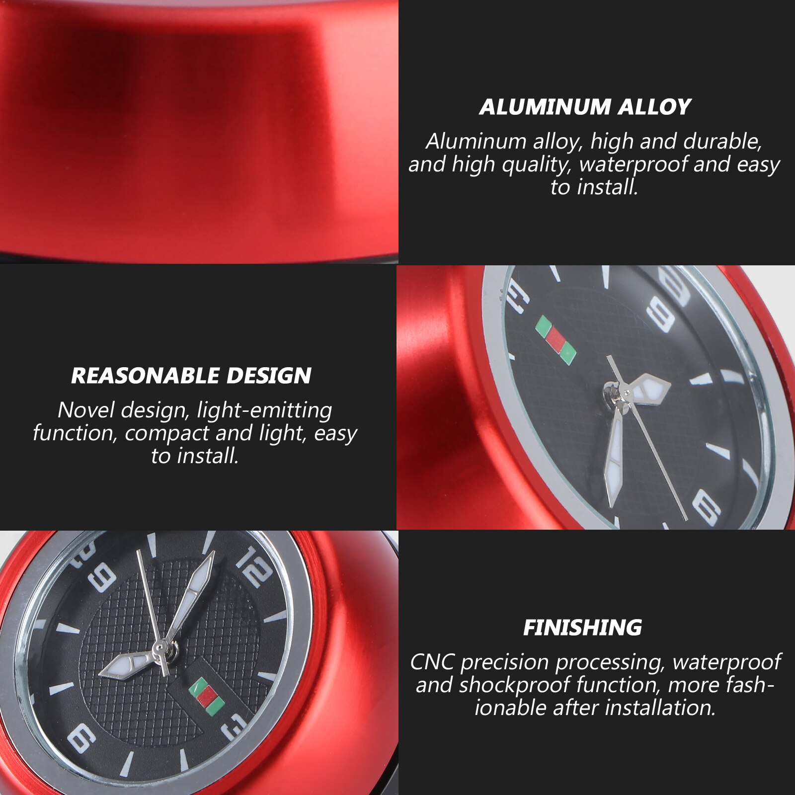 Waterdichte Lichtgevende Headset Stem Horloge Computer Bike Voertuig Klok Fietsen Hoofd Onderdelen Uurwerk Headset (Zwart)