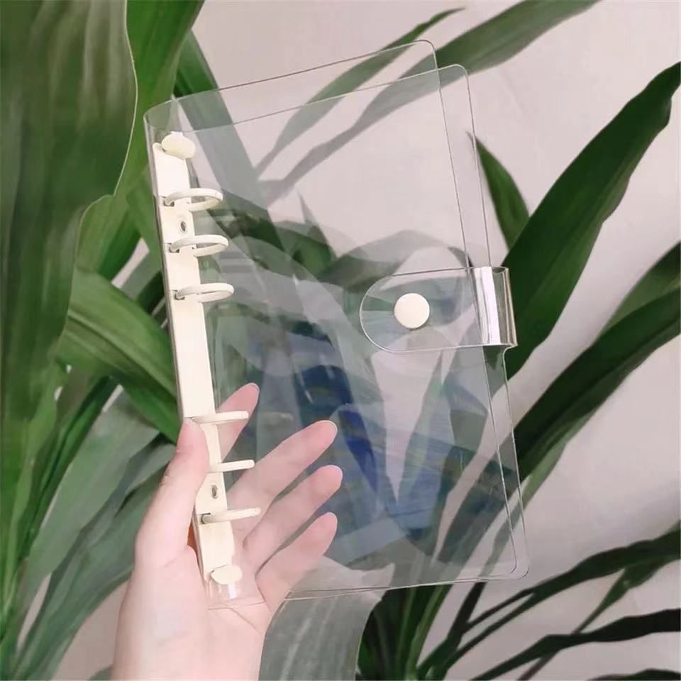 Clear PVC Notebook Cover Standard 6 Rings A6/Notebook Cover Protector 6 Round Ring Binder Loose Leaf Folder for Notebook Diar
