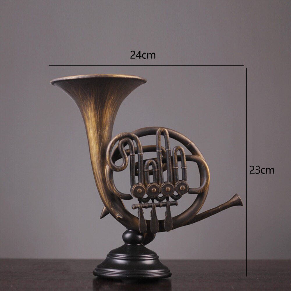 Retro musikinstrument staty saxofon fiolharts skulptur modern konst hantverk heminredning dekorationer  d144: Fransk horn