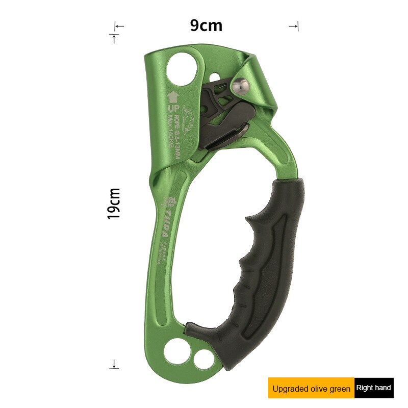 Outdoor Sports Rock Climbing SRT Right Hand Ascender Device Mountaineer Handle Ascender Climbing Rope Tools Climbing Accessories: Green right hand
