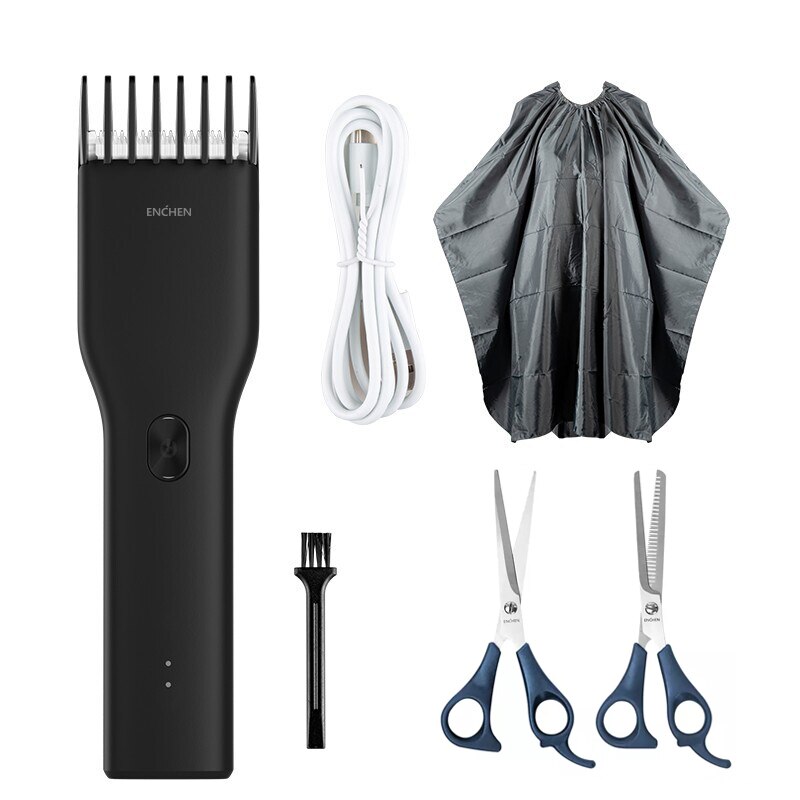 ENCHEN Boost USB Electric Hair Clippers Trimmers For Men Adults Kids Cordless Rechargeable Hair Cutter Machine: Black Set 3